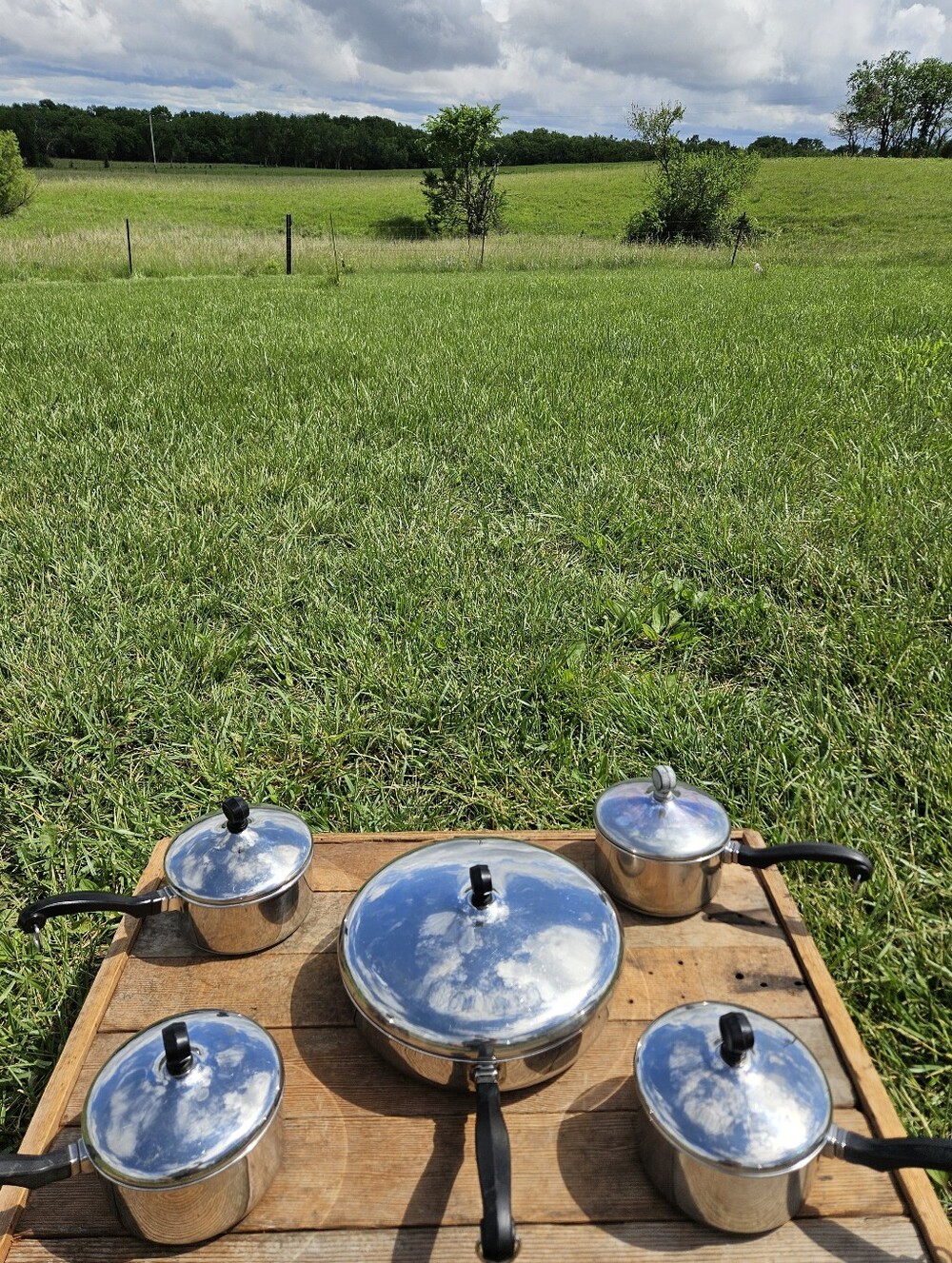 Vintage Farberware Cookware Set - Aluminum Clad Stainless Steel - Made in USA -